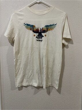 Wrangler Cream Short Sleeve Tee with Multi-Color Eagle Graphic